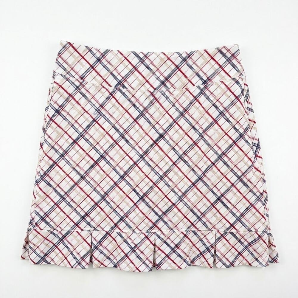 Lady Pinseeker Pleated Hem Golf Skort Plaid Pockets Built In Shorts Womens Small